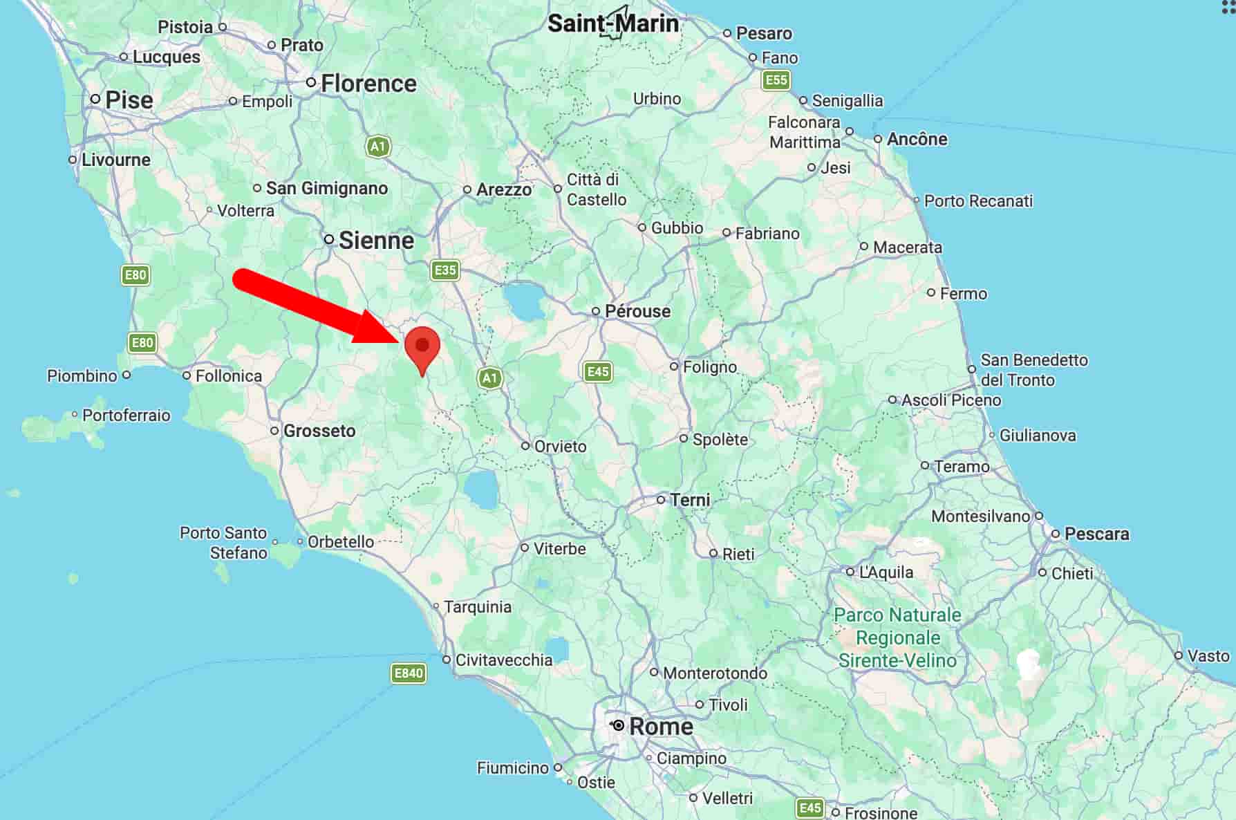 Situation sur une carte de Bagni San Filippo.