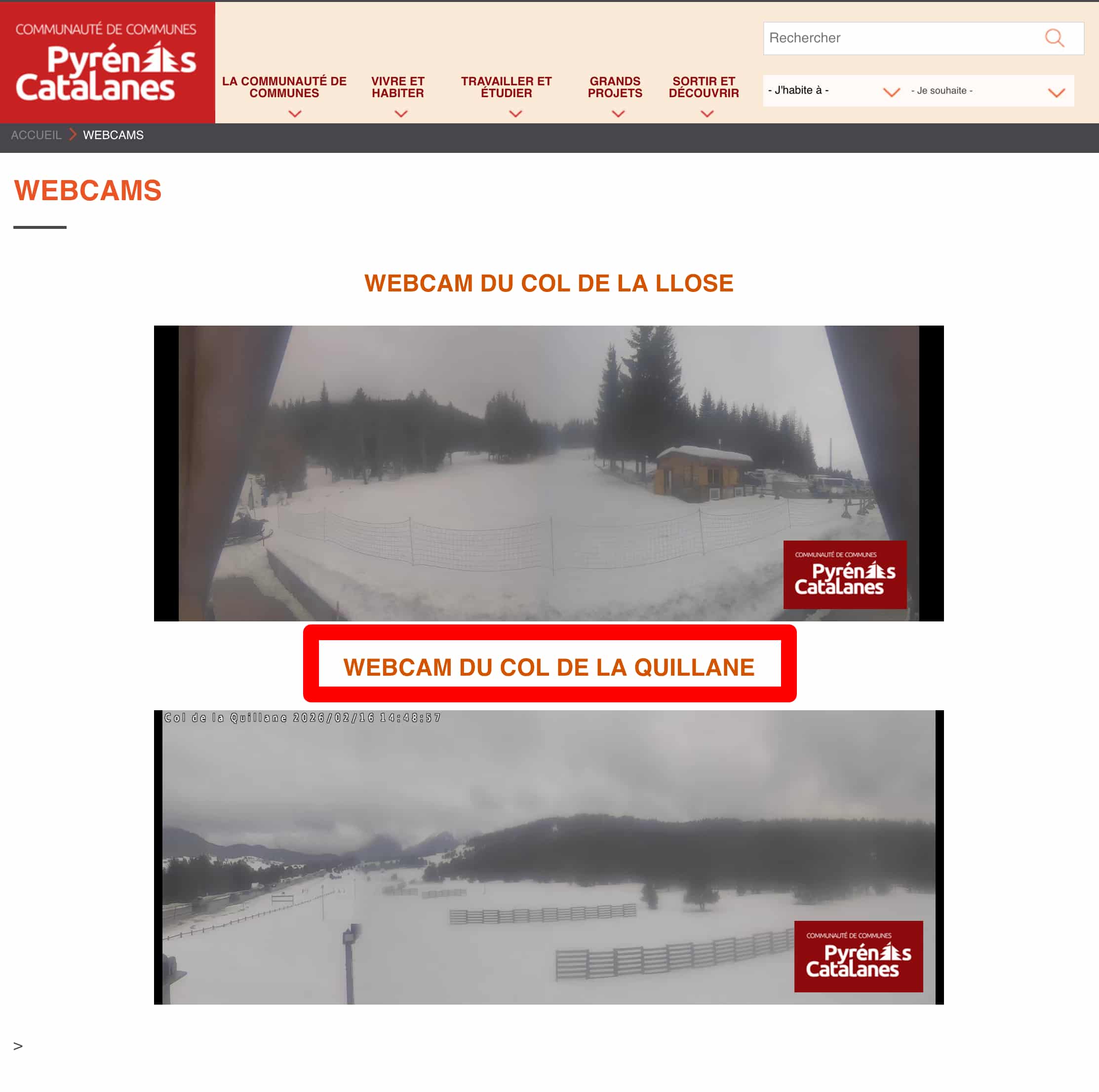 La webcam du col de la Quillane le jour.