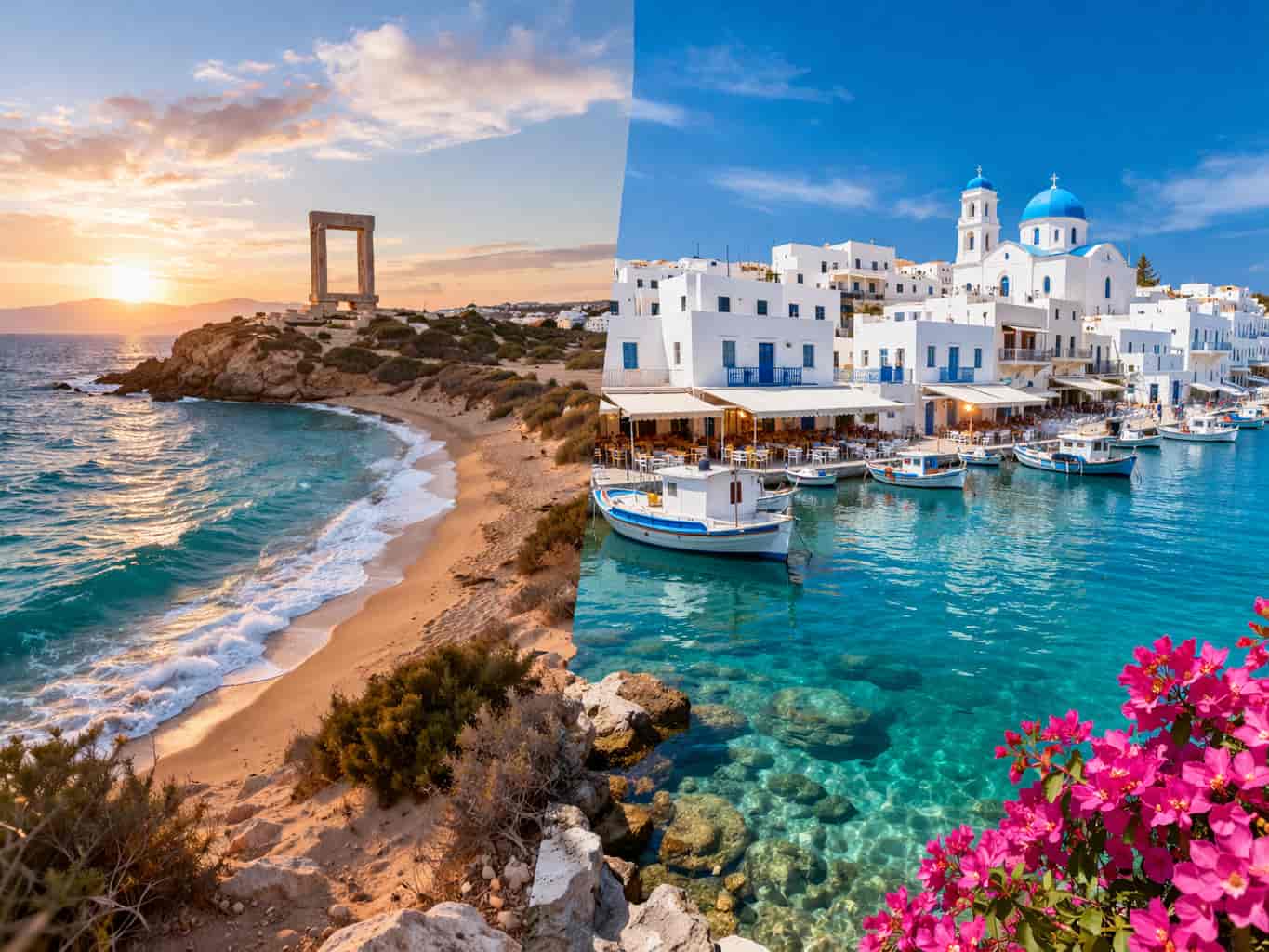 Les îles grecques de Naxos et Paros.