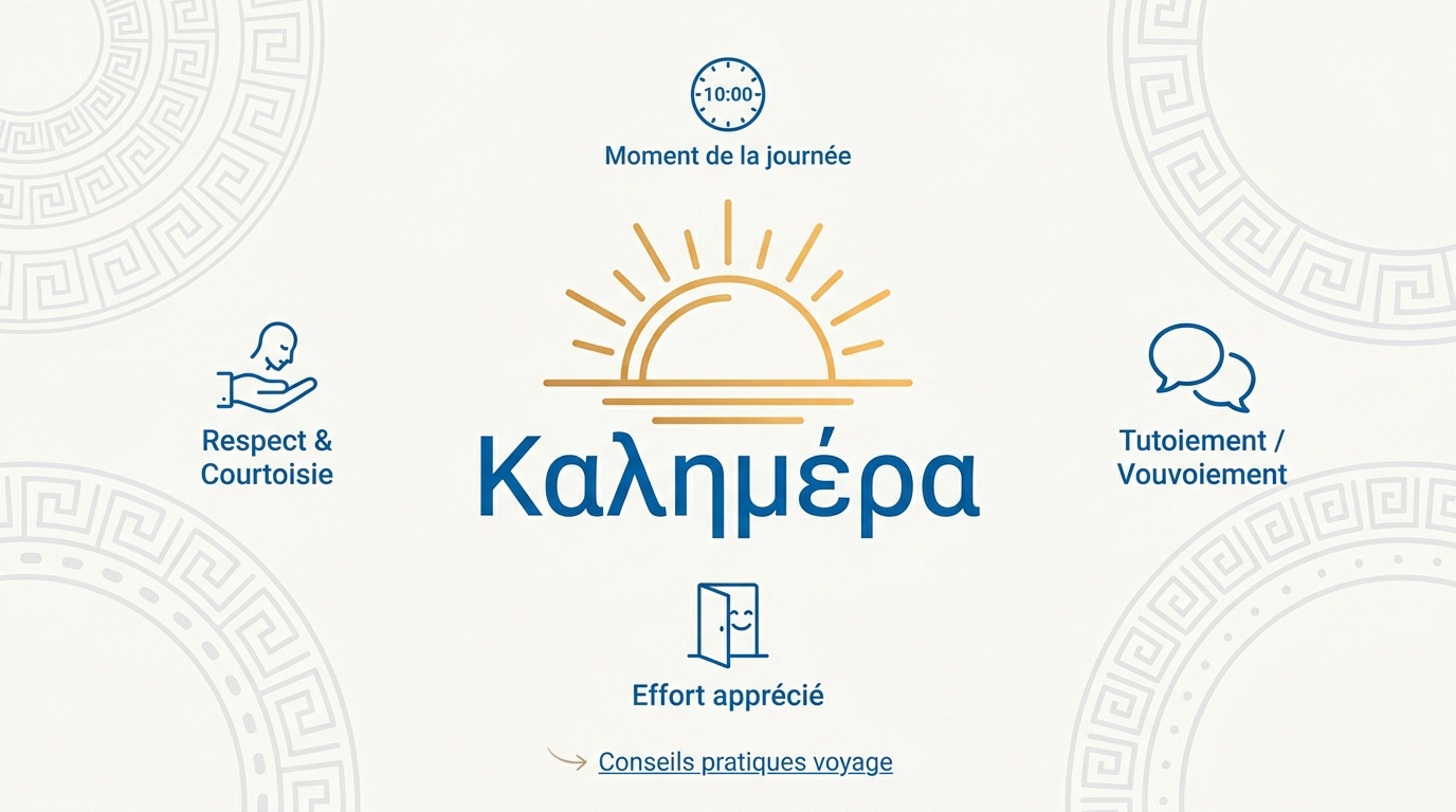 Infographie sur les salutations et la culture grecque pour les voyageurs