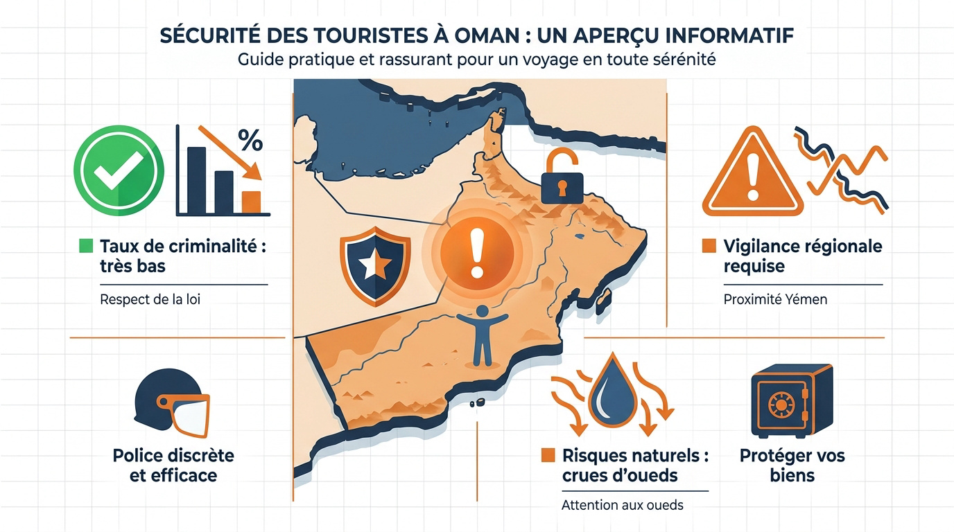 Patrouille de police discrète et paysage urbain sécurisé à Mascate Oman